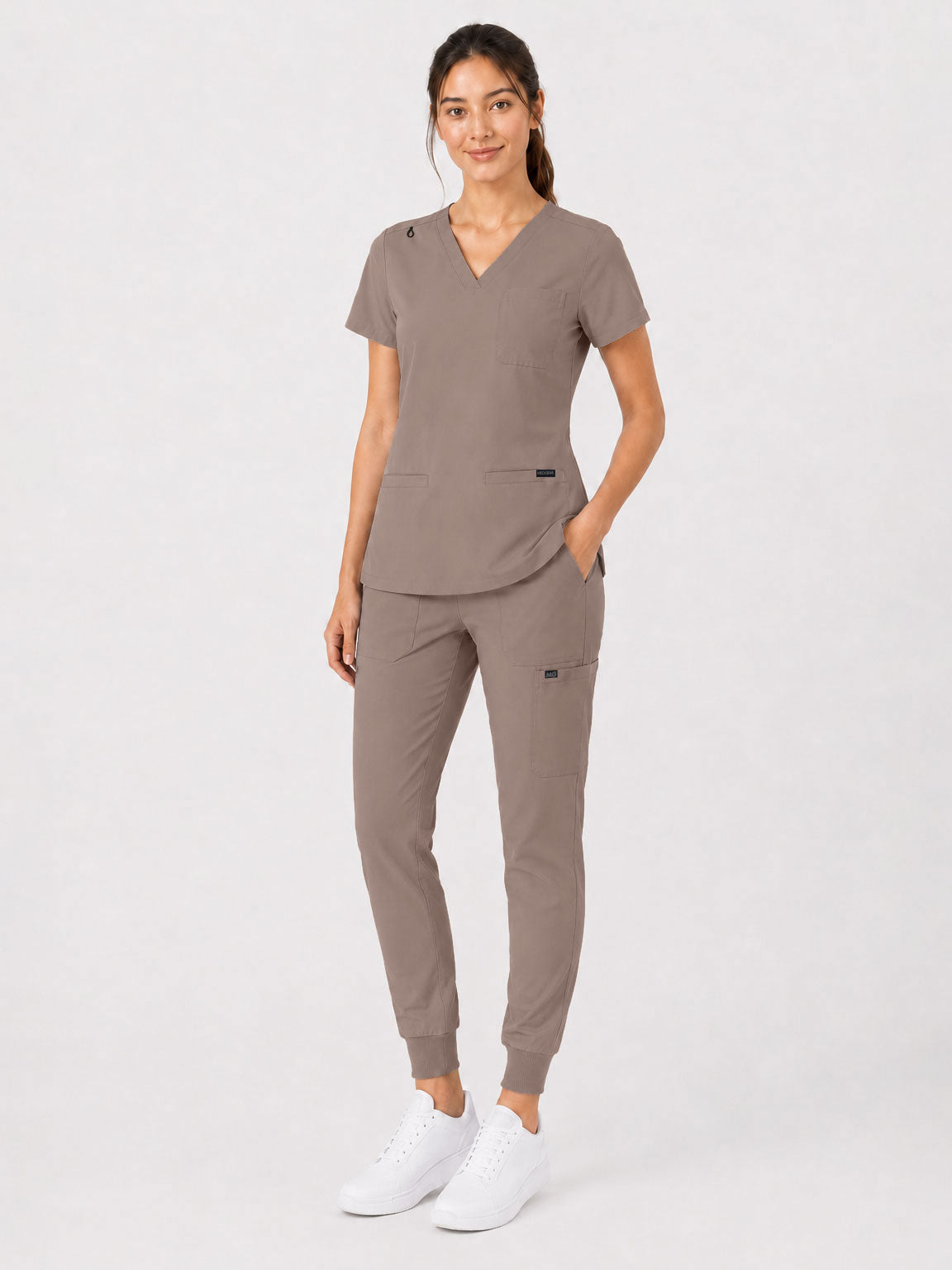 Kayla | V-neck Top and Multi-Pocket Jogger Set