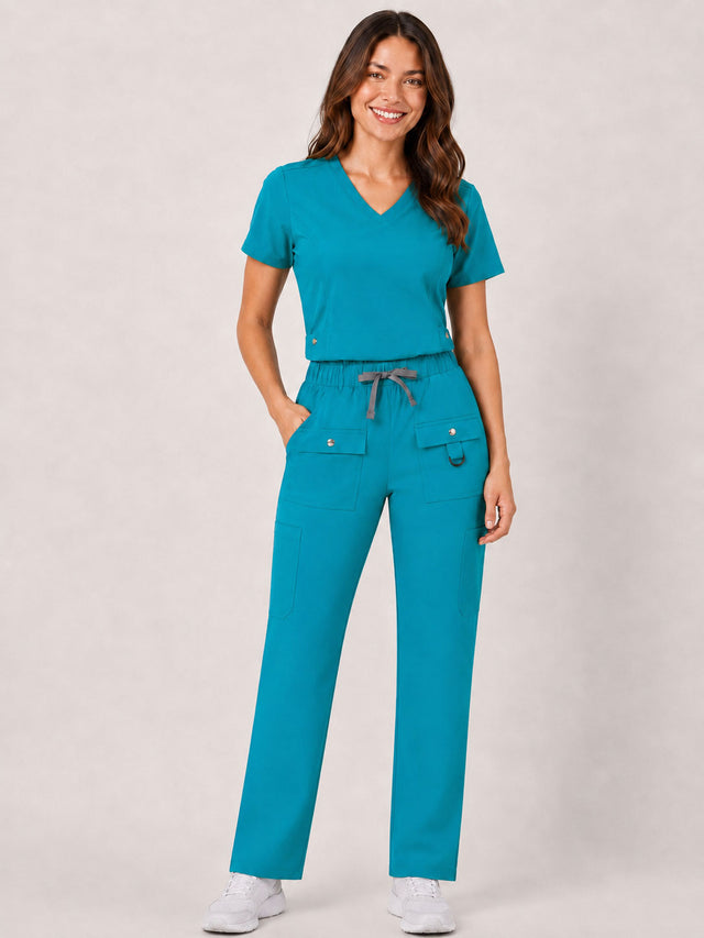 Vivian | 6-Pocket Top and Snap Pocket Straight Leg Pant Set