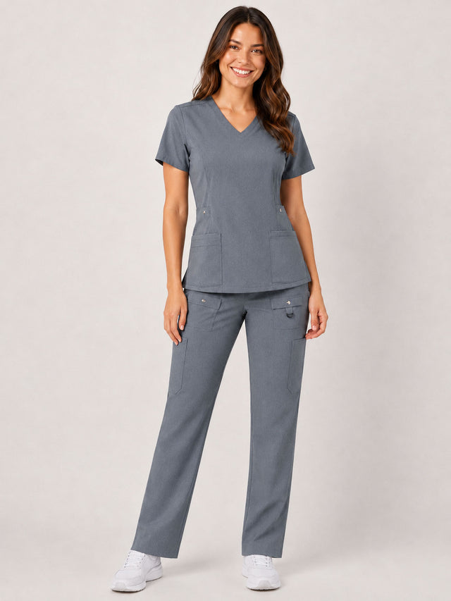 Vivian | 6-Pocket Top and Snap Pocket Straight Leg Pant Set
