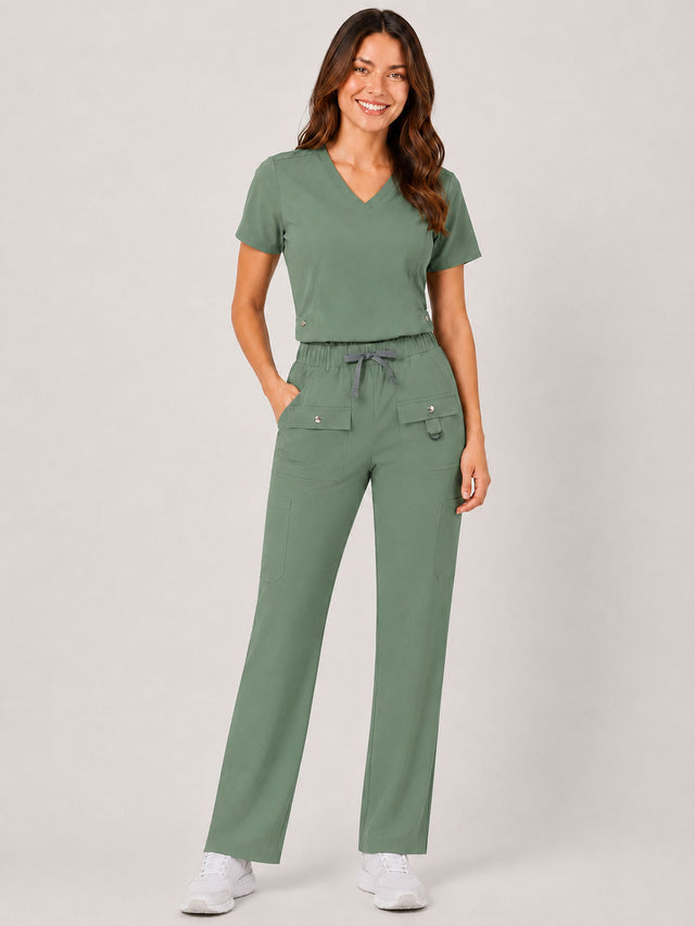 Vivian | 6-Pocket Top and Snap Pocket Straight Leg Pant Set