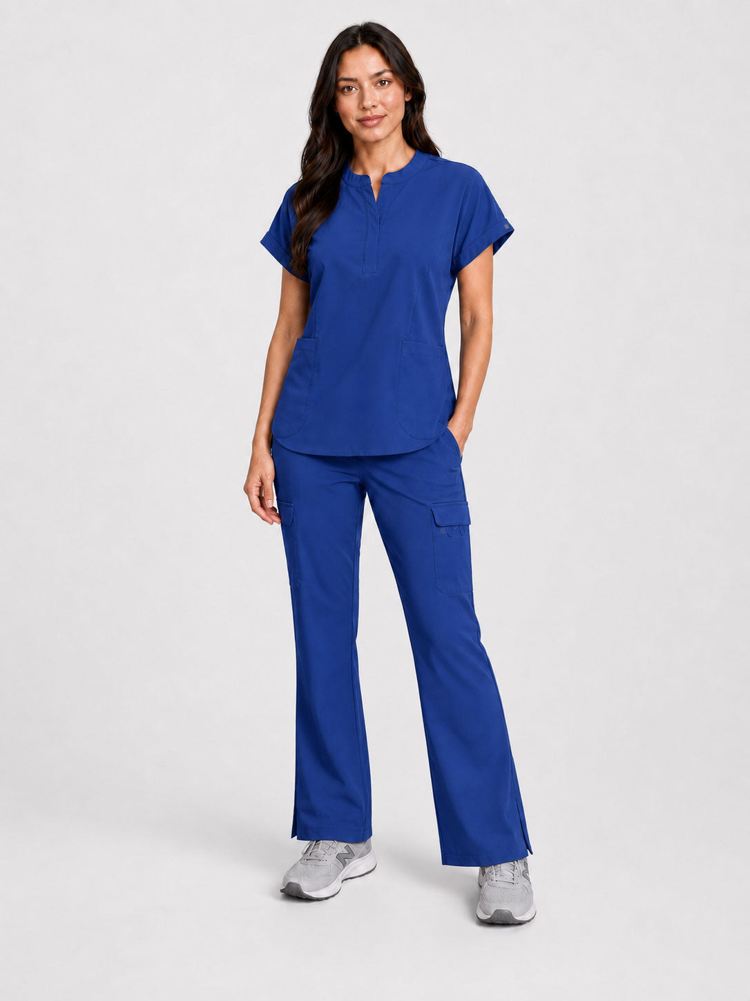 Rhea | Mandarin Collar Top with 10-Pocket Boot Cut Pant Set