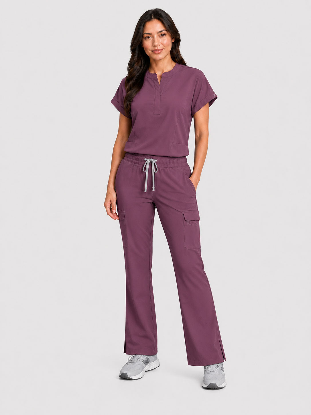 Rhea | Mandarin Collar Top with 10-Pocket Boot Cut Pant Set
