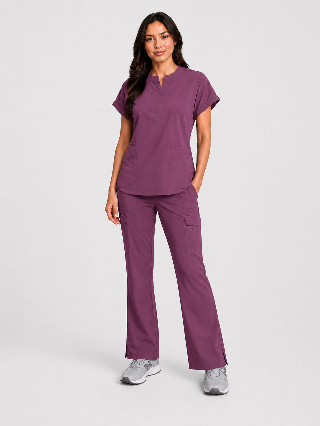 Rhea | Mandarin Collar Top with 10-Pocket Boot Cut Pant Set