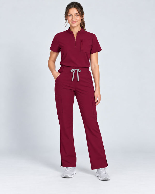 Stella | 1/4 Zip Mock Neck Top & Bootcut Pant Set