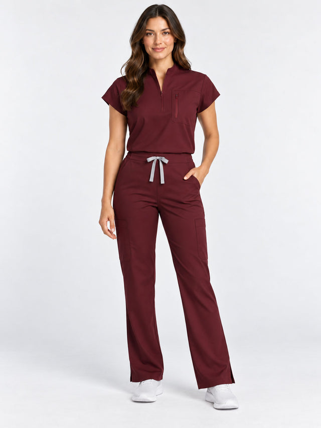 Stella | 1/4 Zip Mock Neck Top & Bootcut Pant Set