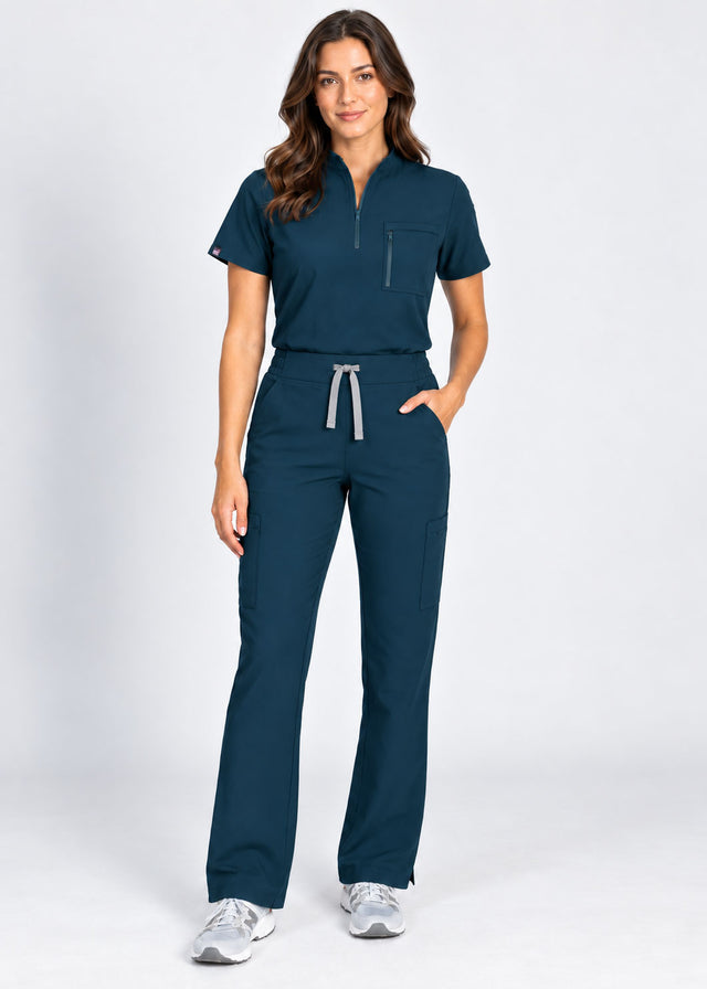 Stella | 1/4 Zip Mock Neck Top & Bootcut Pant Set