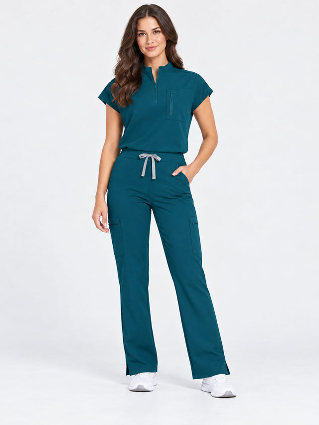 Stella | 1/4 Zip Mock Neck Top & Bootcut Pant Set