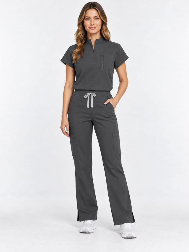 Stella | 1/4 Zip Mock Neck Top & Bootcut Pant Set