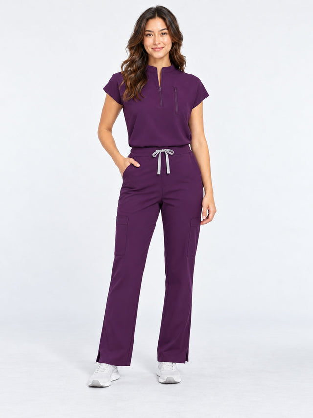 Stella | 1/4 Zip Mock Neck Top & Bootcut Pant Set