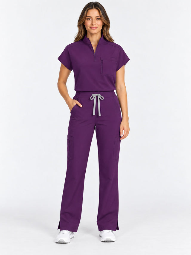 Stella | 1/4 Zip Mock Neck Top & Bootcut Pant Set
