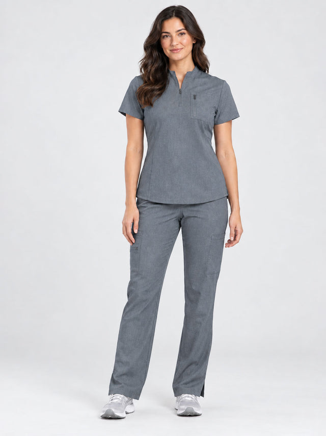 Stella | 1/4 Zip Mock Neck Top & Bootcut Pant Set