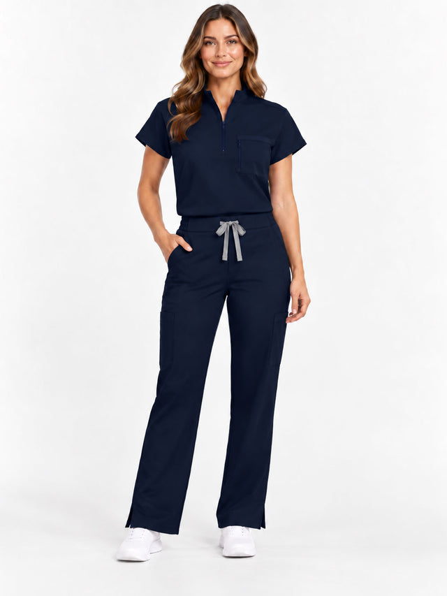 Stella | 1/4 Zip Mock Neck Top & Bootcut Pant Set