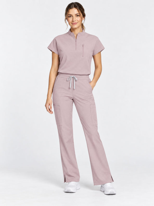 Stella | 1/4 Zip Mock Neck Top & Bootcut Pant Set