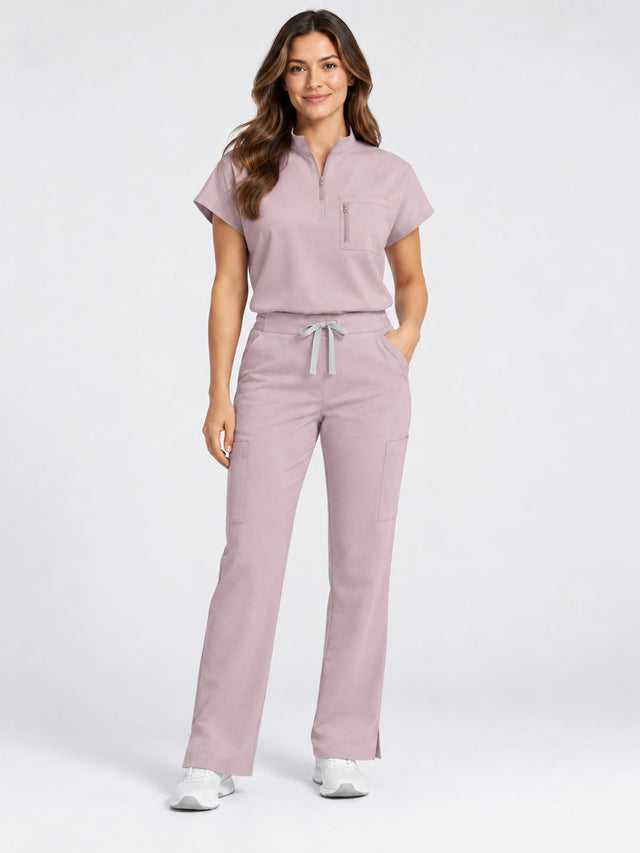 Stella | 1/4 Zip Mock Neck Top & Bootcut Pant Set
