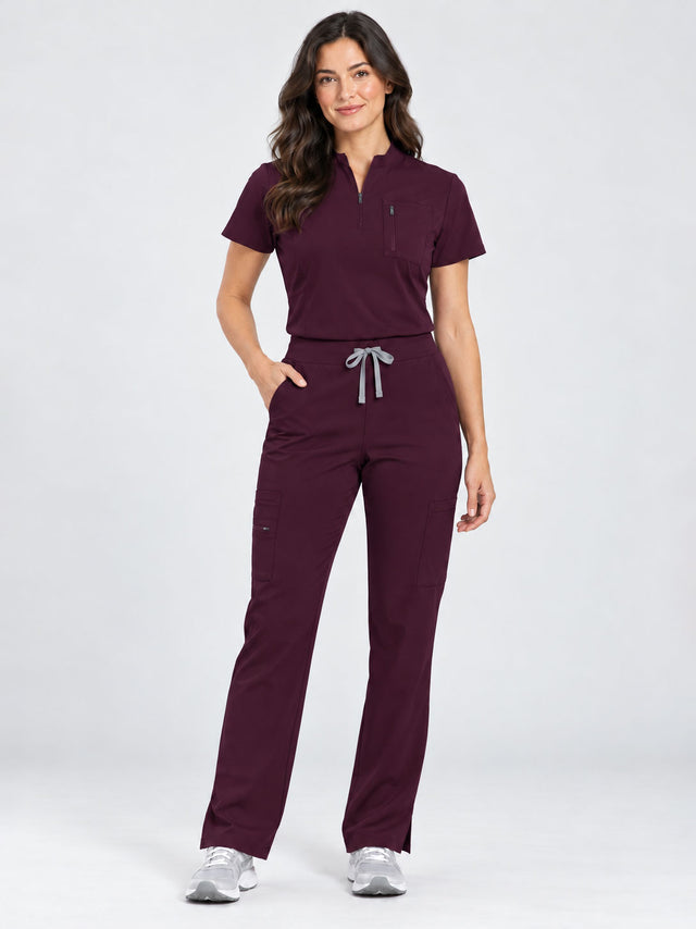Stella | 1/4 Zip Mock Neck Top & Bootcut Pant Set