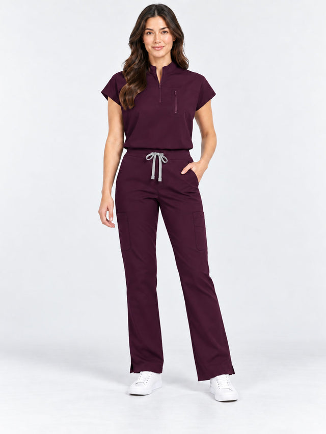 Stella | 1/4 Zip Mock Neck Top & Bootcut Pant Set