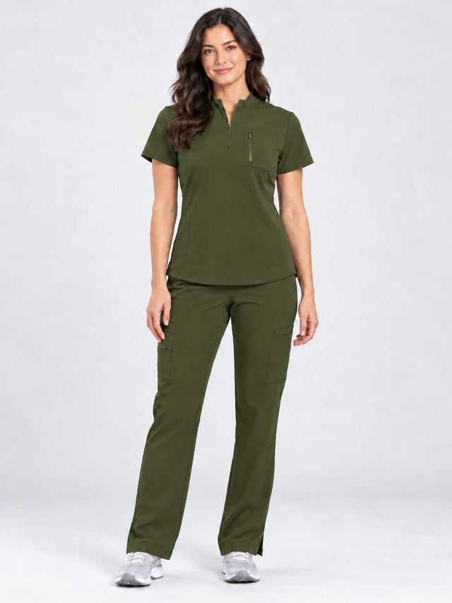 Stella | 1/4 Zip Mock Neck Top & Bootcut Pant Set
