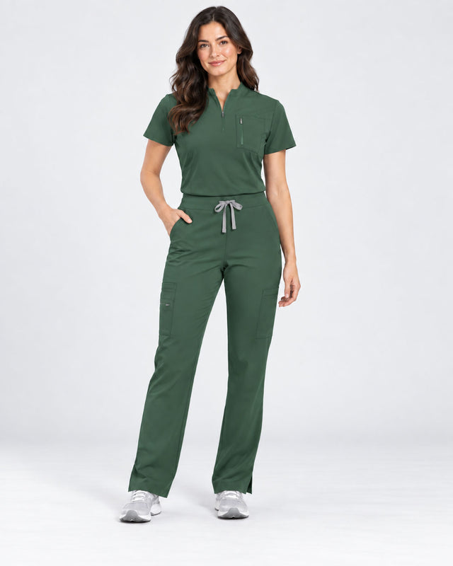 Stella | 1/4 Zip Mock Neck Top & Bootcut Pant Set