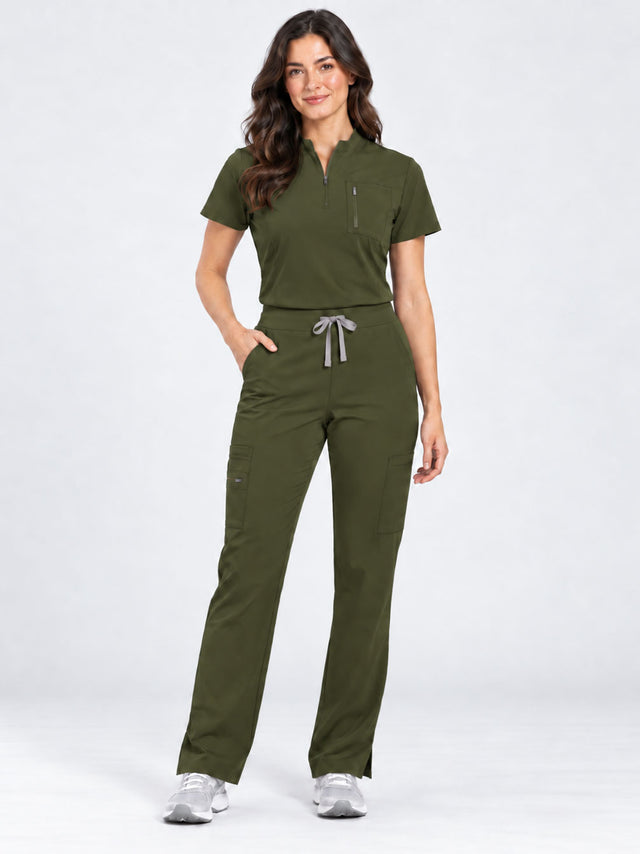 Stella | 1/4 Zip Mock Neck Top & Bootcut Pant Set