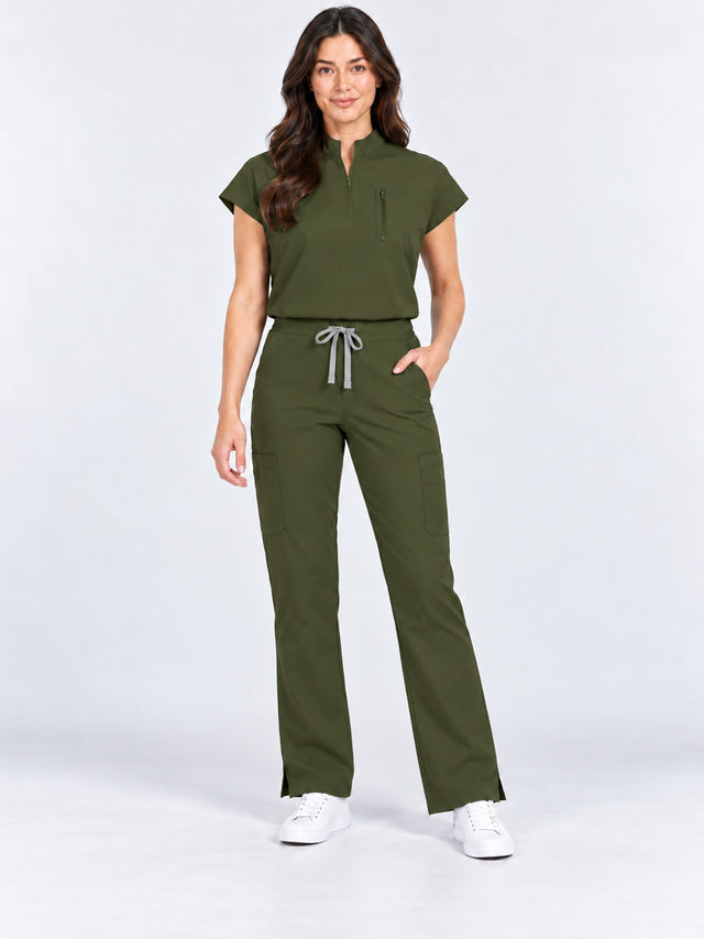 Stella | 1/4 Zip Mock Neck Top & Bootcut Pant Set