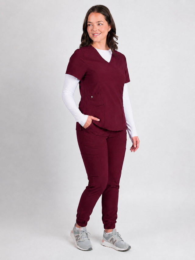 Dahlia | Mock Wrap Jogger Scrubs Set