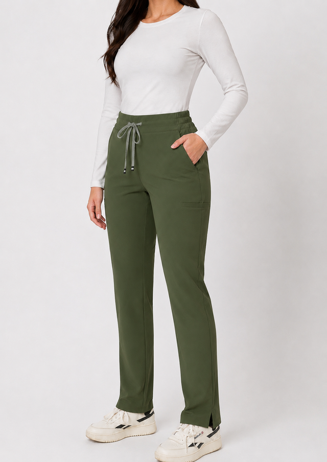 Ariana | High-Waisted Slim Straight Scrub Pants