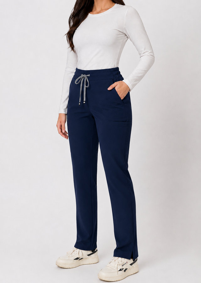 Ariana | High-Waisted Slim Straight Scrub Pants