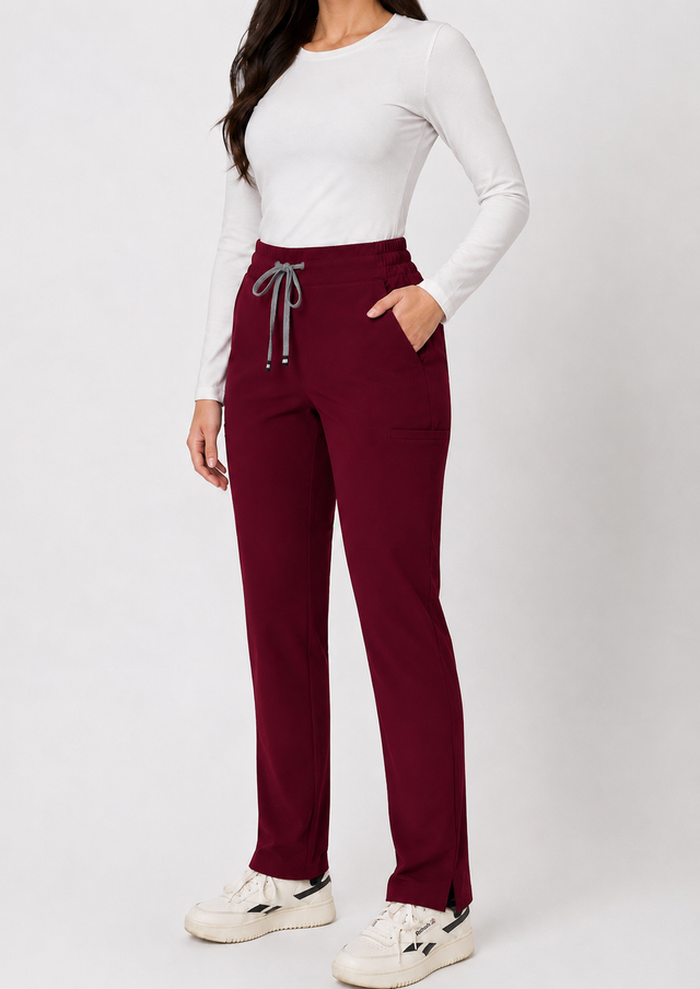 Ariana | High-Waisted Slim Straight Scrub Pants