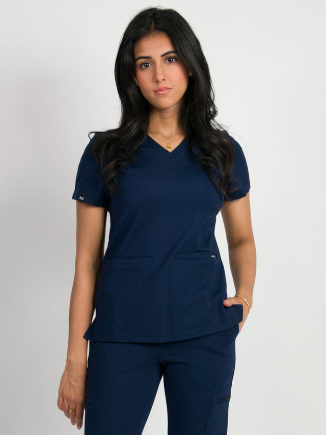 Sera | Ultra-Stretch Ponte Knit 2-Pocket Slim-Fit Scrub Top