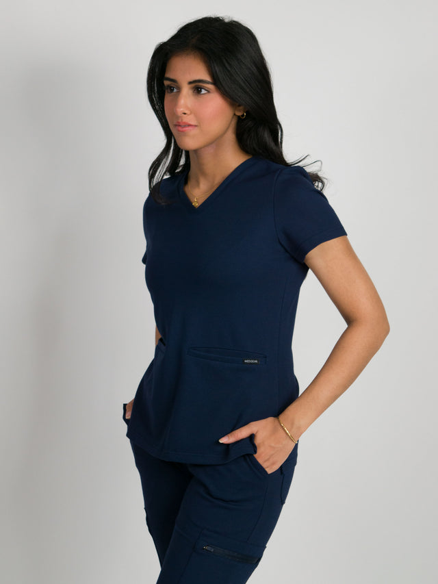 Sera | Ultra-Stretch Ponte Knit 2-Pocket Slim-Fit Scrub Top
