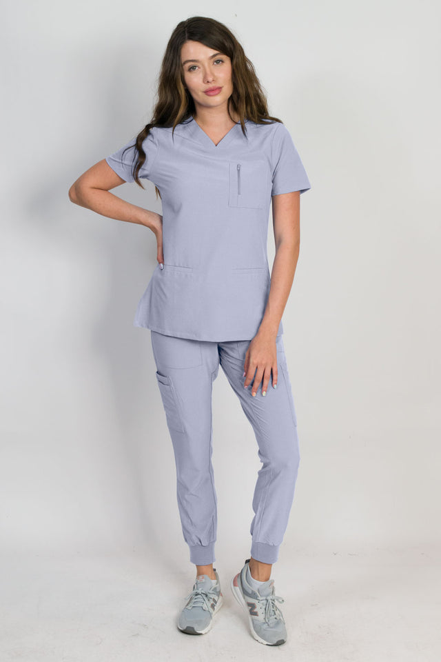 Fleur | Zip Pocket Top & Jogger Scrubs Set
