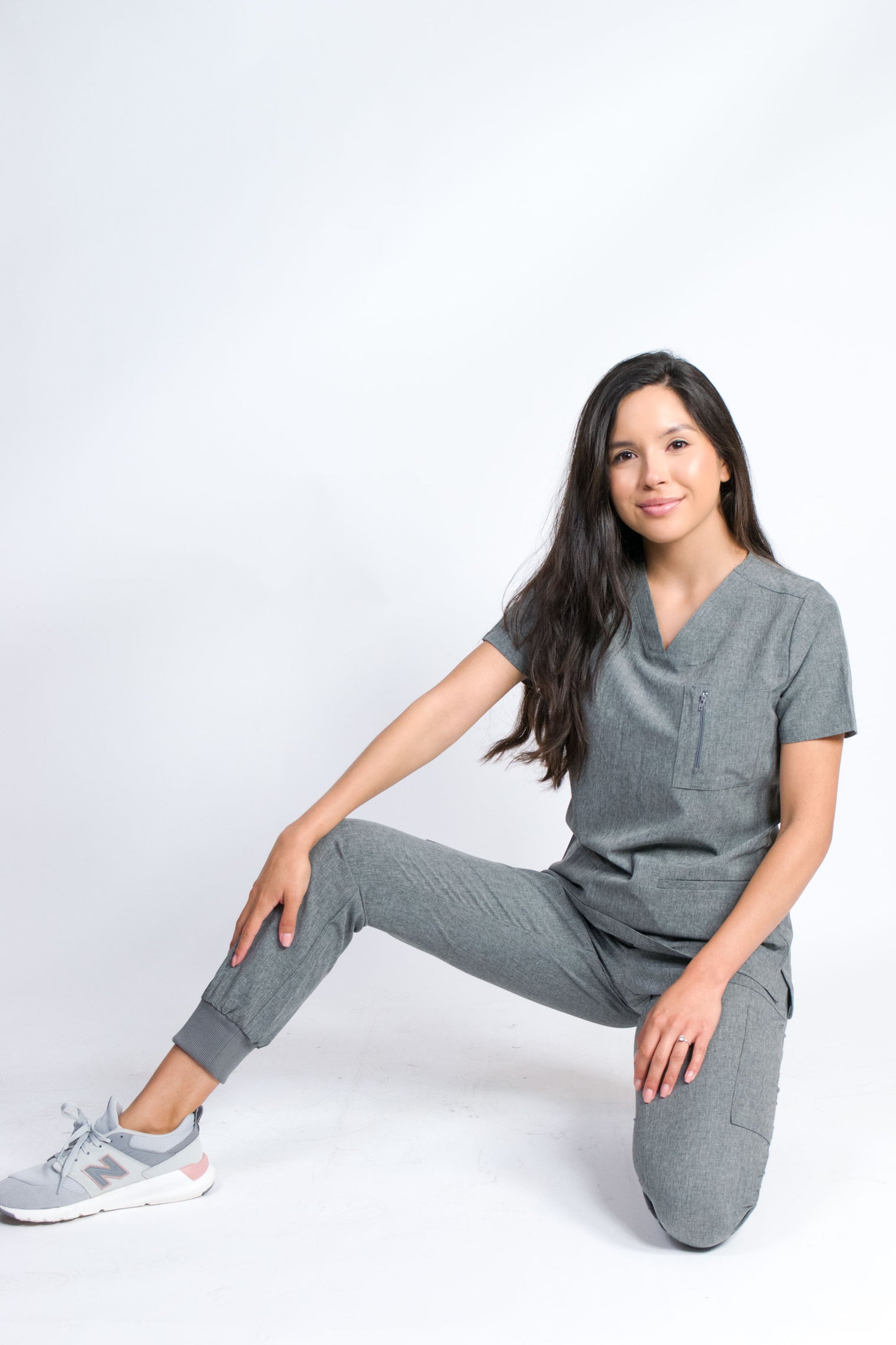 Fleur | Zip Pocket Top & Jogger Scrubs Set | Petite