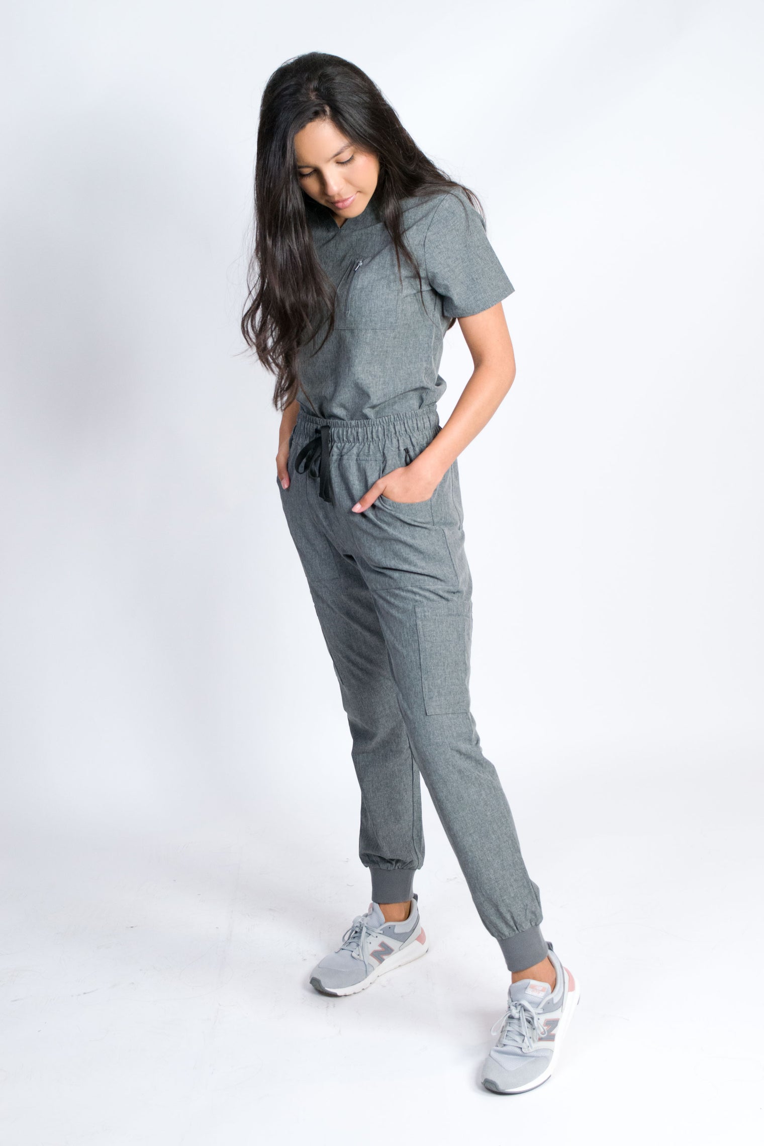 Fleur | Zip Pocket Top & Jogger Scrubs Set | Petite