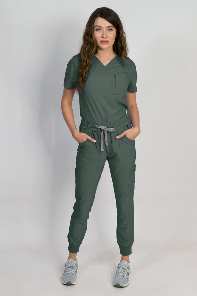 Fleur | Zip Pocket Top & Jogger Scrubs Set