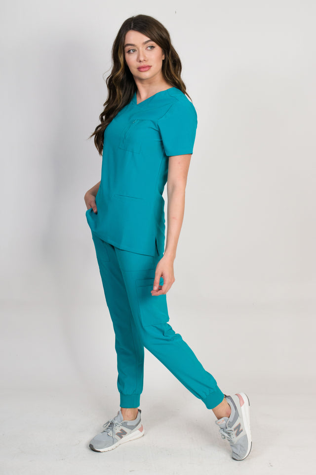 Fleur | Zip Pocket Top & Jogger Scrubs Set
