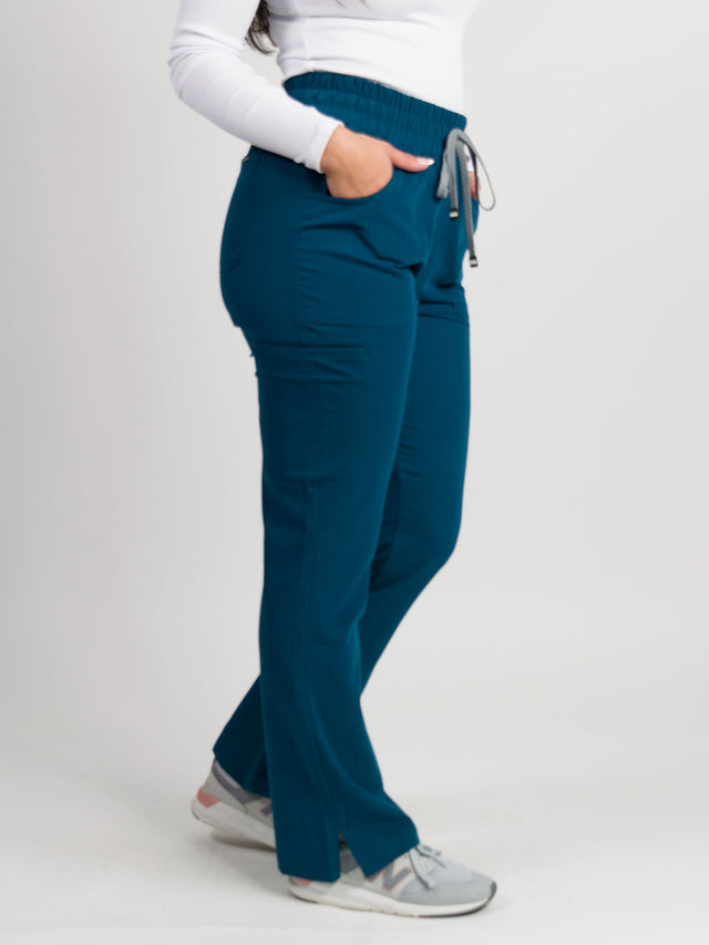 Sydney | High Waisted Slim Flare Scrub Pants