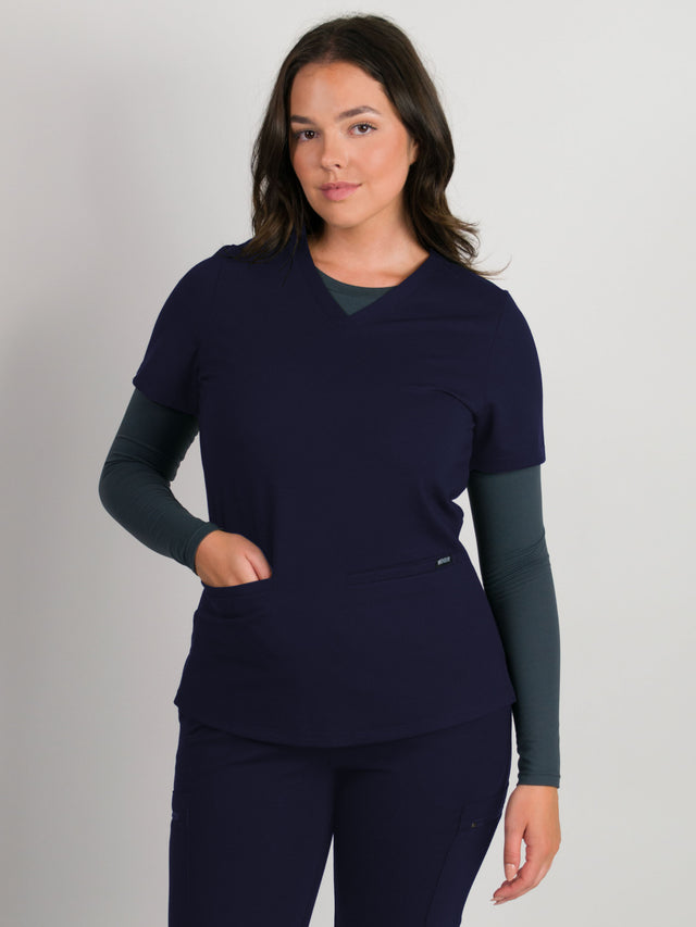 Sera | Ultra-Stretch Ponte Knit 2-Pocket Slim-Fit Scrub Top