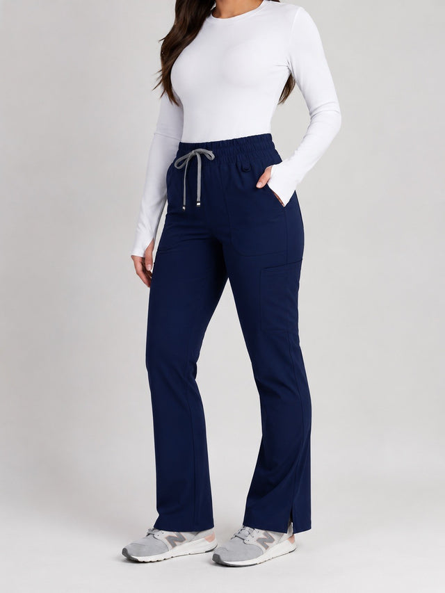 Sydney | High Waisted Slim Flare Scrub Pants