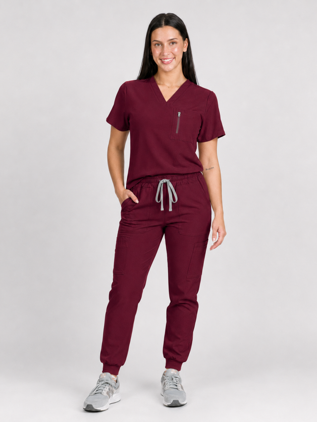 Fleur | Zip Pocket Top & Jogger Scrubs Set