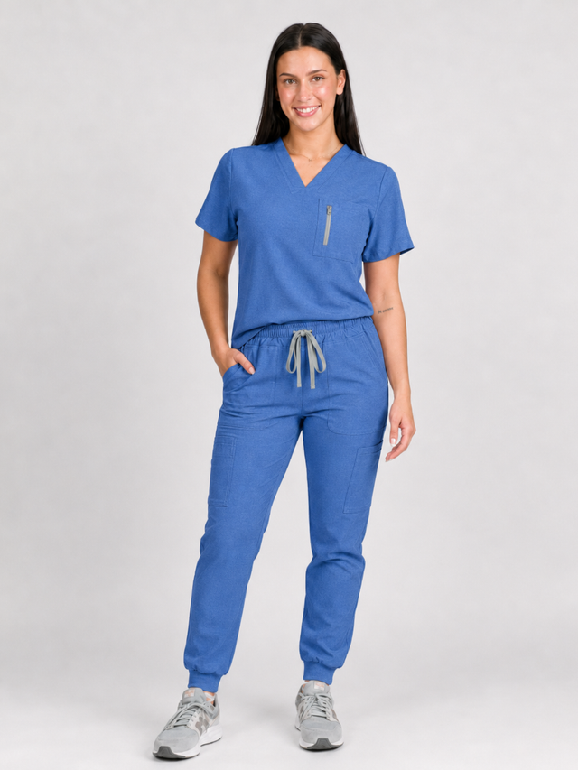 Fleur | Zip Pocket Top & Jogger Scrubs Set