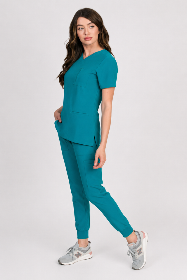 Fleur | Zip Pocket Top & Jogger Scrubs Set