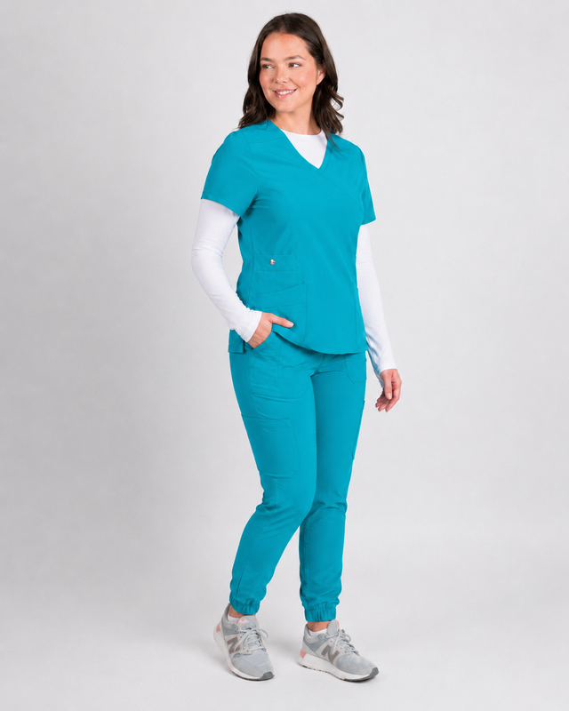 Dahlia | Mock Wrap Jogger Scrubs Set
