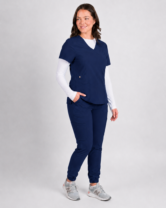 Dahlia | Mock Wrap Jogger Scrubs Set