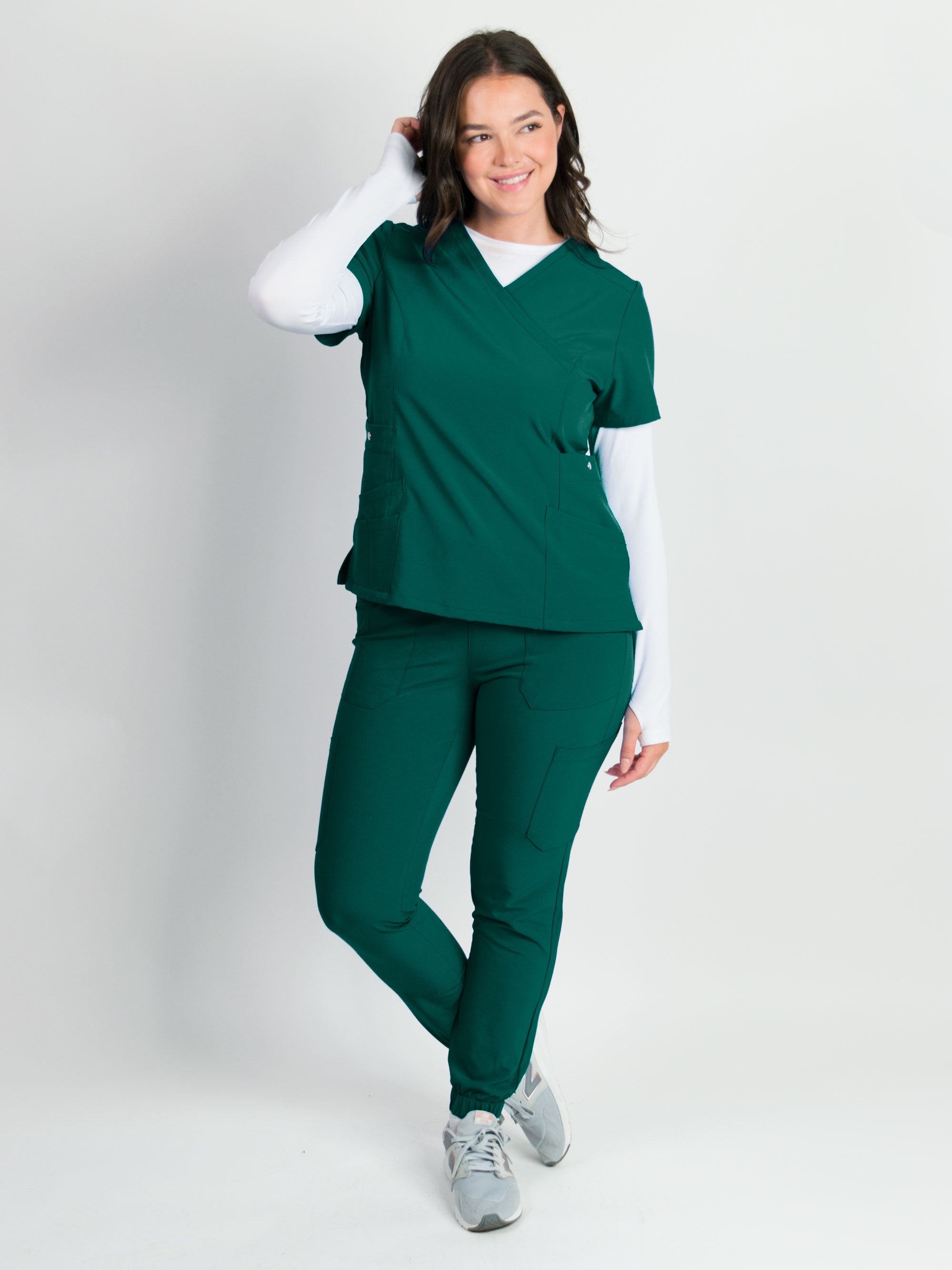 Dahlia | Mock Wrap Jogger Scrubs Set – Medgear