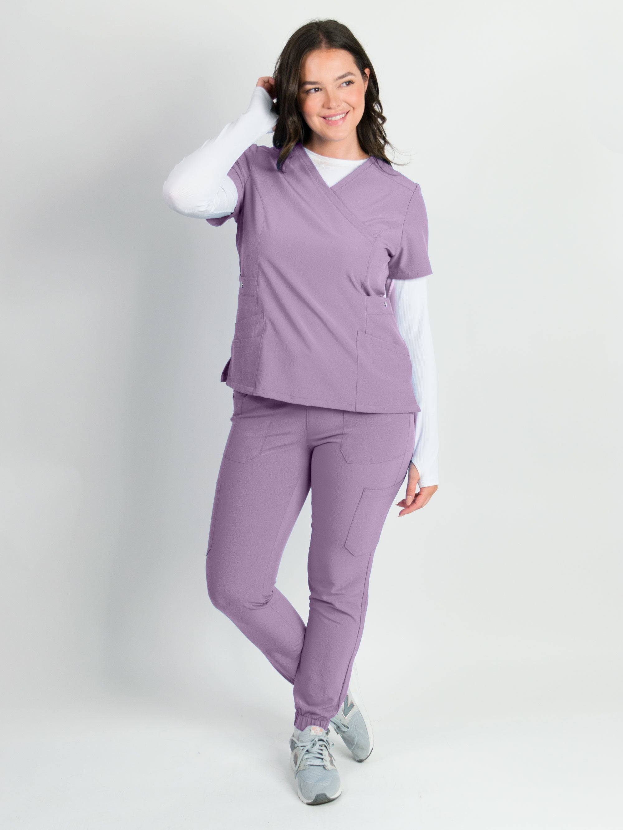 Dahlia | Mock Wrap Jogger Scrubs Set – Medgear