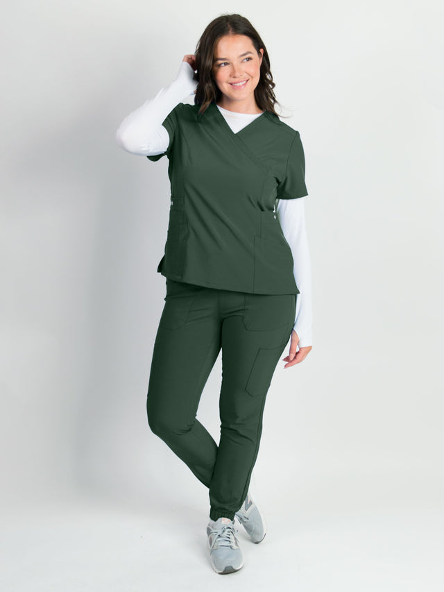 Dahlia | Mock Wrap Jogger Scrubs Set
