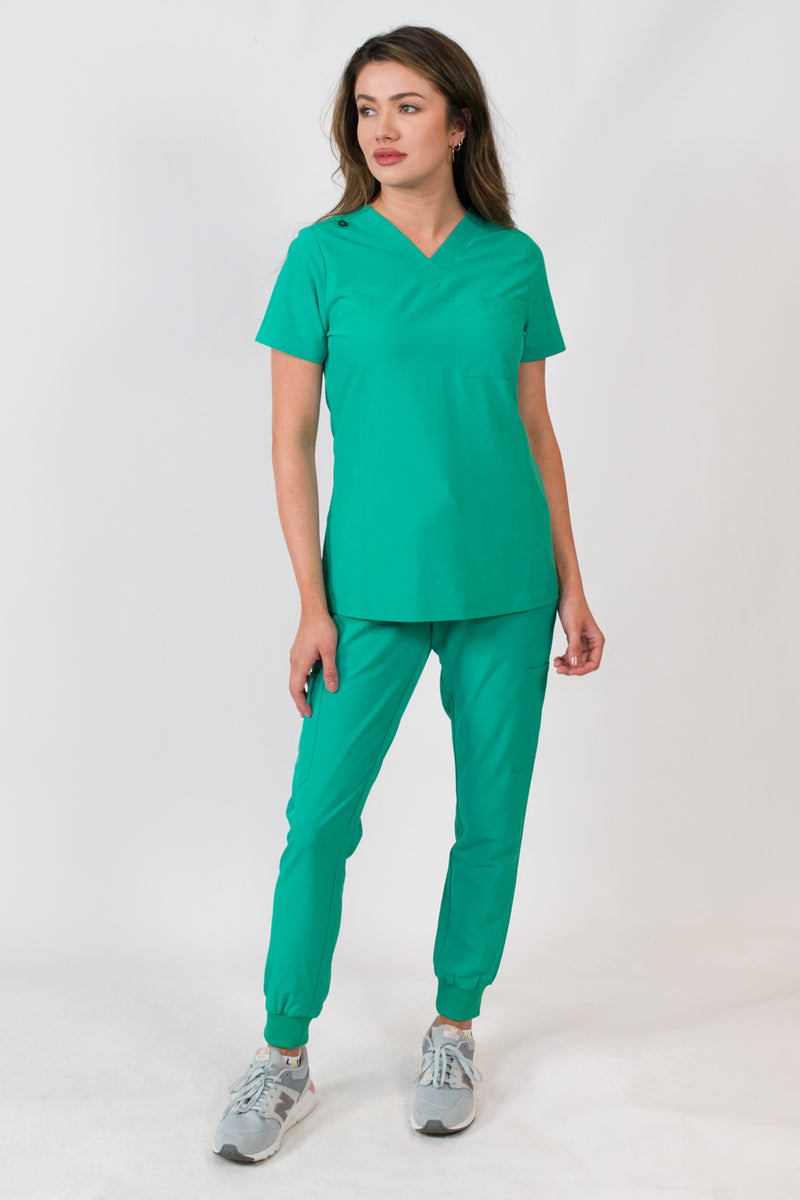 Aurora Women s One Pocket V Neck Top Jogger Pants Set Medgear