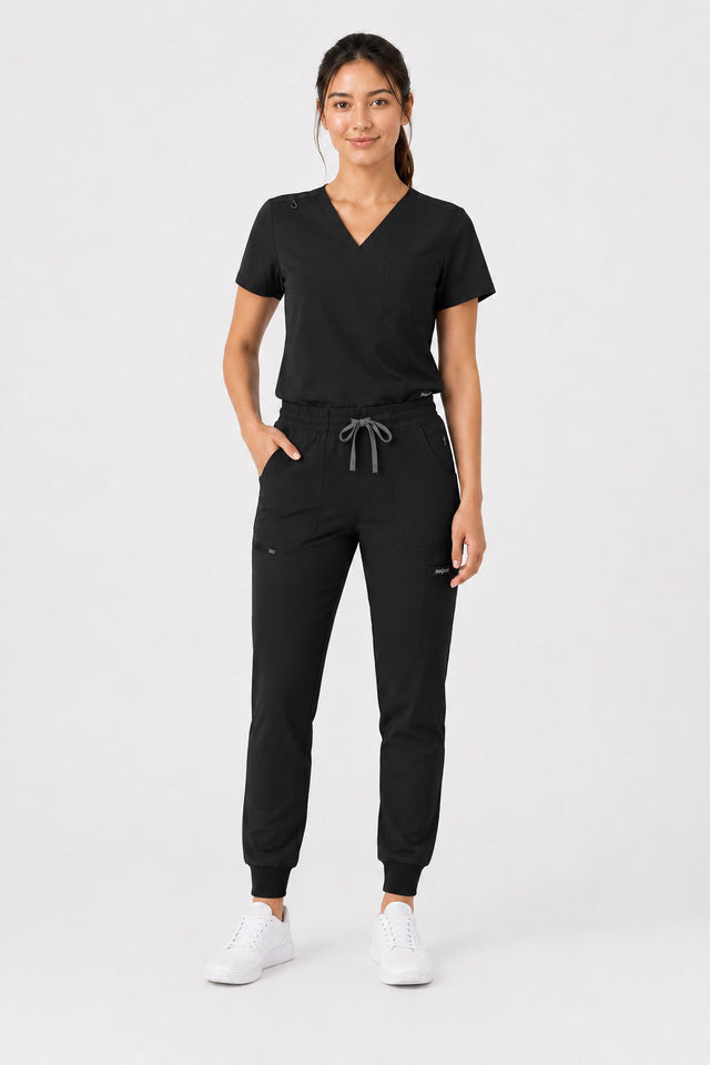Kayla | V-neck Top and Multi-Pocket Jogger Set
