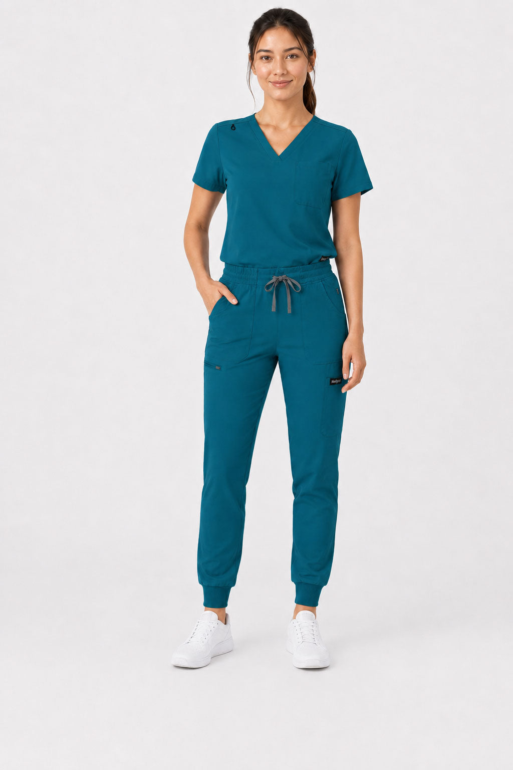 Kayla | V-neck Top and Multi-Pocket Jogger Set