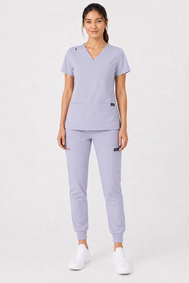 Kayla | V-neck Top and Multi-Pocket Jogger Set